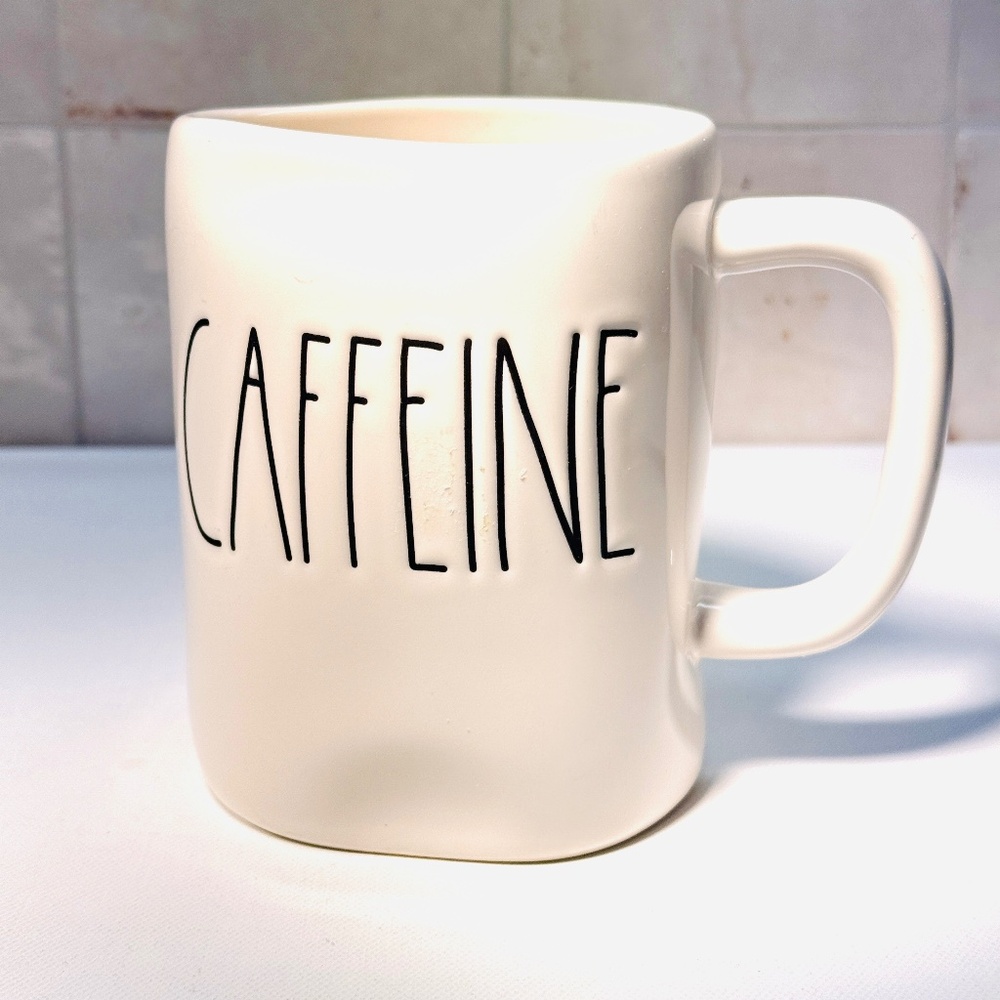 Rae Dunn "Caffeine" Large Coffee Mug White